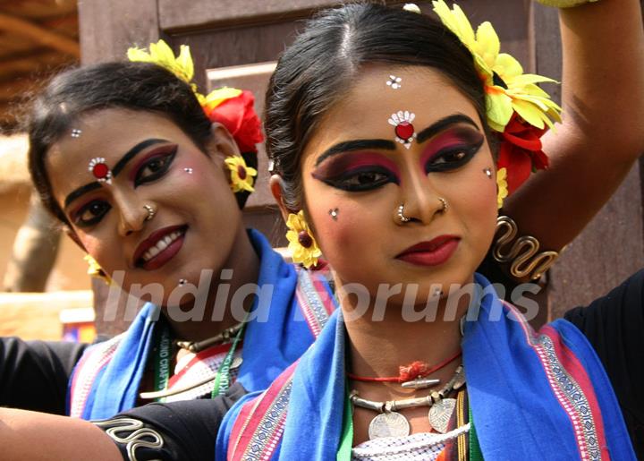 Folk artists at the press perview of Suraj Kund Mela 2011 in Faridabad on Monday 31 Jan 2011. .