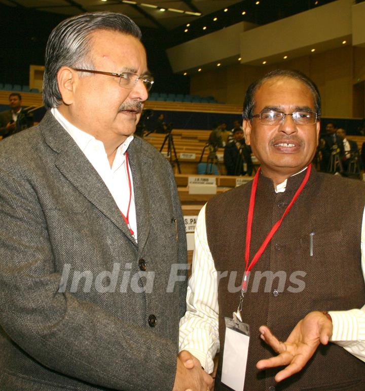 Chhattisgarh CM Dr Raman Singh and Madhya Pradesh CM Shivraj Singh  at the Chief Ministers  Conference, in New Delhi on Tuesday 1 Feb 2011. .