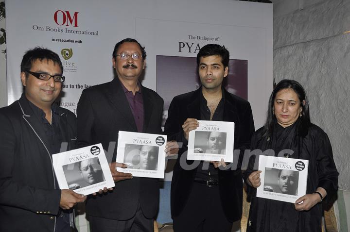 Karan Johar unveils Gurudutt's Pyaasa book at Olive Mumbai. .