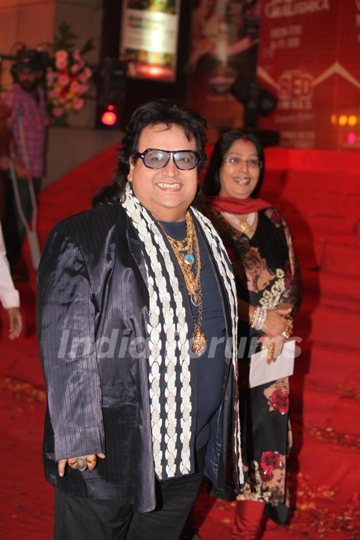 Bappi Lahiri at Dev Anand’s old classic film “Hum Dono” premiere at Cinemax Versova