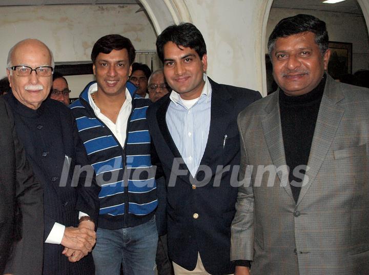 Shri L.K. Advani, Madhur Bhandarkar, Sudhir Chaudhary and Ravi Shankar Prasad at a special screening of film 'Dil Toh Baccha Hai Ji' in Delhi on 3 Feb 2011. .