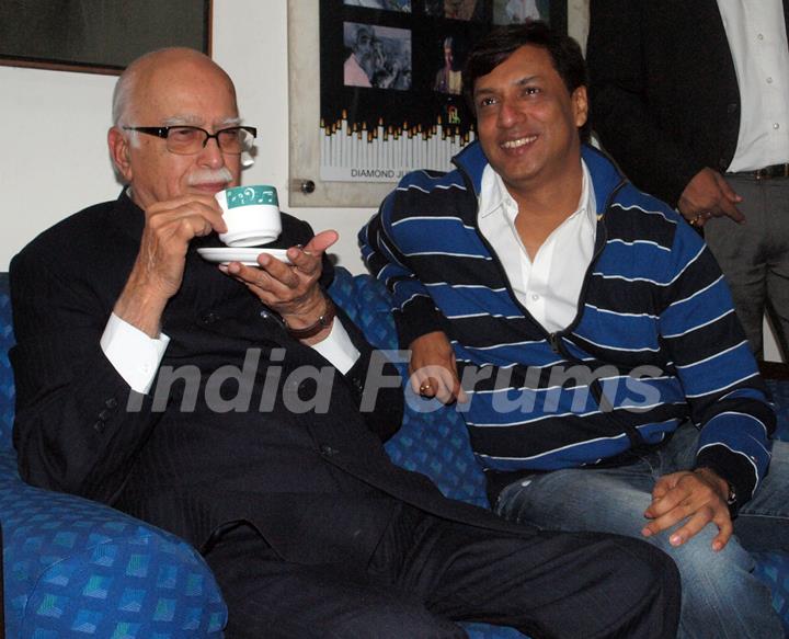 Shri L.K. Advani and  Madhur Bhandarkar at a special screening of film 'Dil Toh Baccha Hai Ji' in Delhi on 3 Feb 2011. .