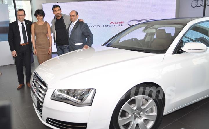 John Abraham and Gul Panag at a promotional event of Audi in New Delhi. .