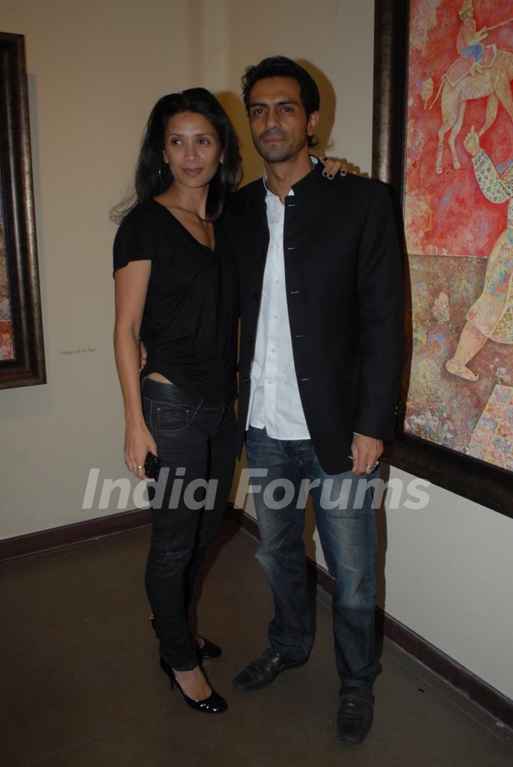 Arjun Rampal with his wife at ‘Resonance’ group show at Art Musings Gallery