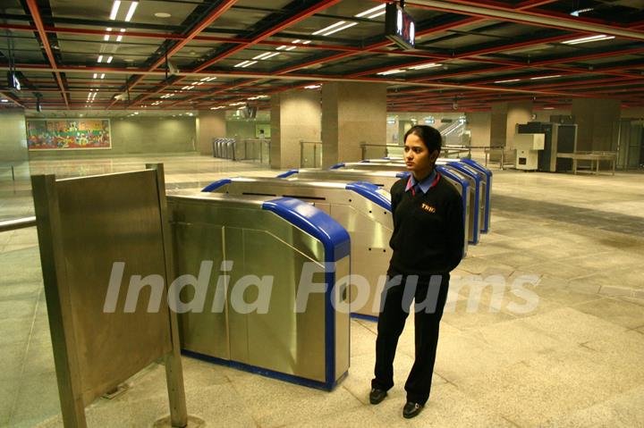 The inside view of Airport Metro in New Delhi on Sat 2 Feb 2011. .