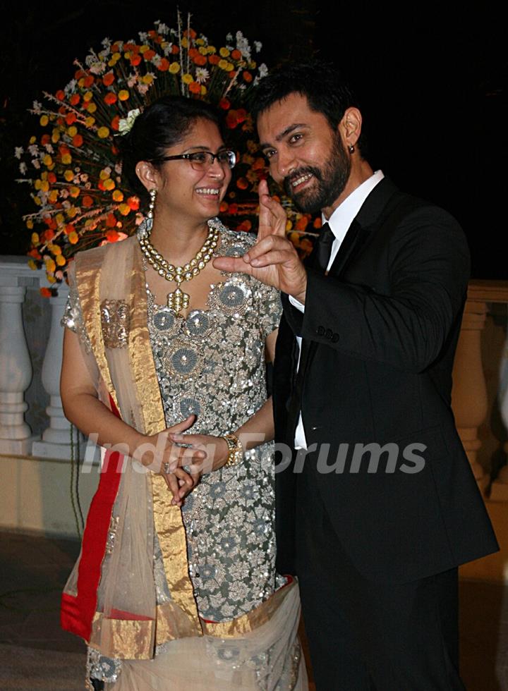 Aamir and Kiran Rao at Imran Khan and Avantika Malik's Wedding Reception Party at Taj Land's End