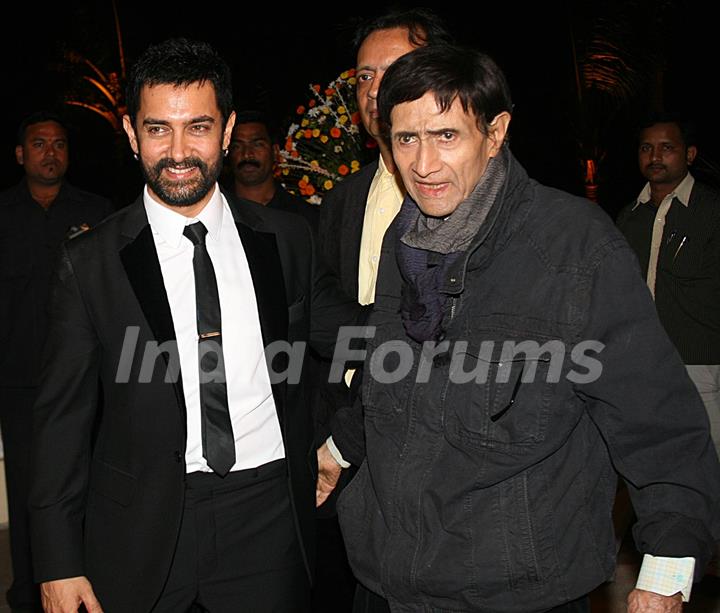 Aamir with Dev Anand at Imran Khan and Avantika Malik's Wedding Reception Party at Taj Land's End