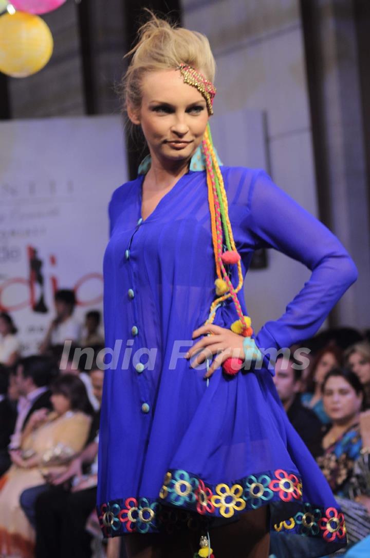 Model at Gitanjali Tour De India fashion  show at Trident. .