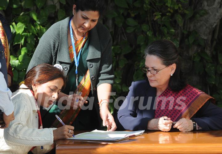 Congress President Sonia Gandhi during her enumeration at the beginning of the population enumeration phase of Census 2011 in New Delhi on Wed 9 Feb 2011. .