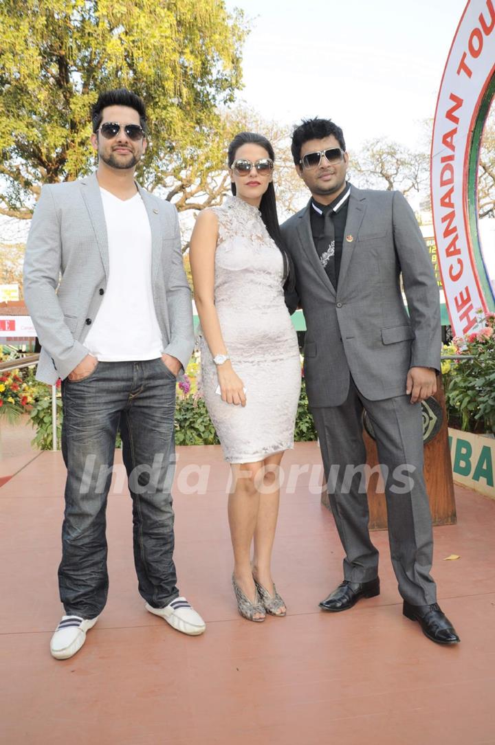 Neha Dhupia, Aftab and Madhavan at Elle Cup and IIFA promotional event at Mahalaxmi Race Course..