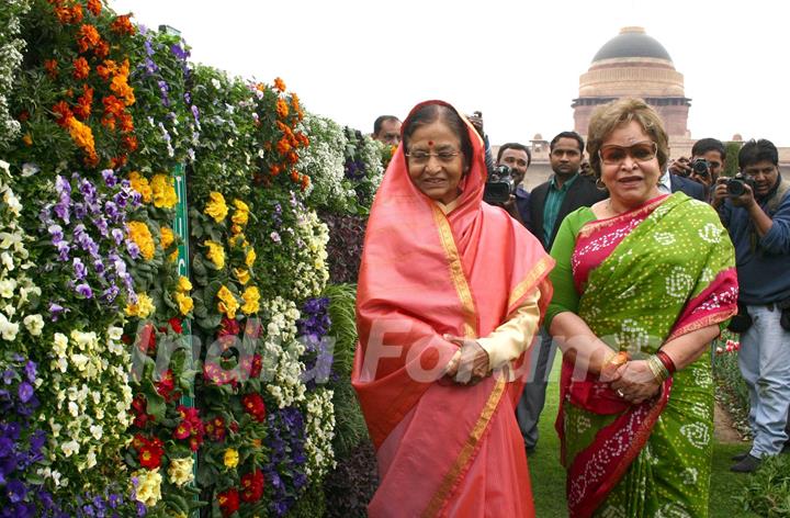 President Pratibha Patil at the Mughal Gardens in Rashtrapati Bhavan, on Monday. .