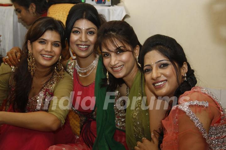 Debina Bonnerjee with her friends in their mehendi ceremony