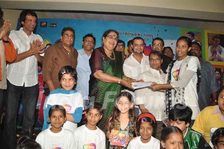 Star cast at music launch of film''Satrangee Parachute'' in ST Catherine's children home