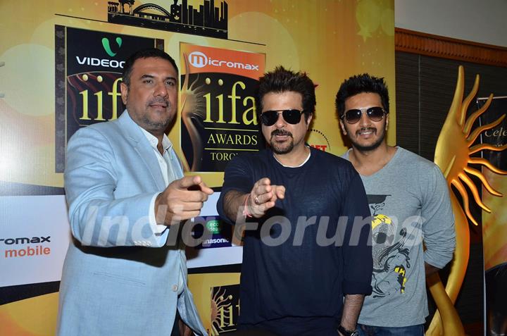 Boman Irani, Anil Kapoor and Ritesh Deshmukh at IIFA voting at Marriott today morning. .