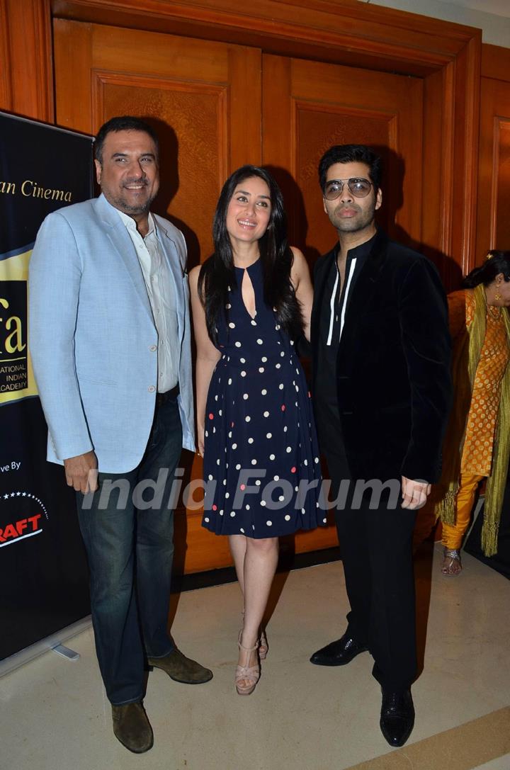 Boman Irani, Kareena Kapoor and Karan Johar at IIFA voting at Marriott today morning. .