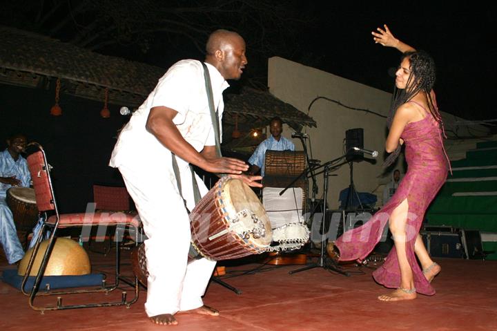 The Drums and dancing of West Africa by Dafra Accoustics of Burkina Faso,in New Delhi. .