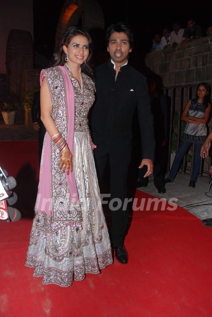 Gauri Pandit and Nikhil Dwivedi at their wedding reception. .