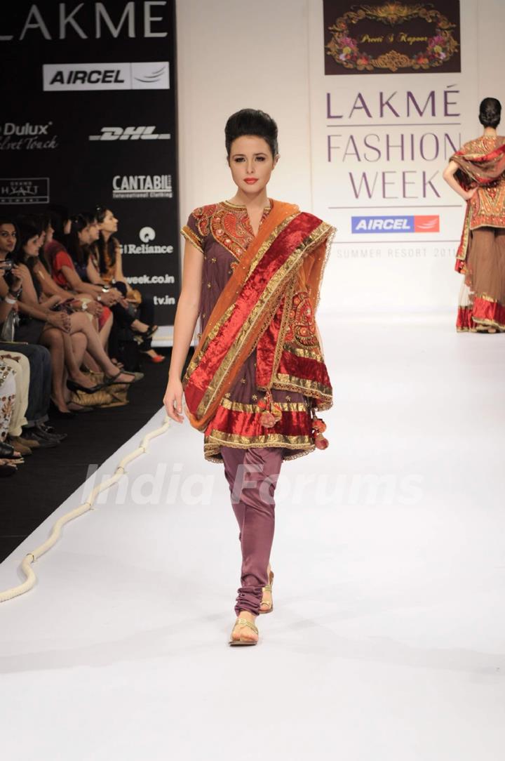 Model on day 1 Lakme Fashion Week for designer Preeti S Kapoor. .