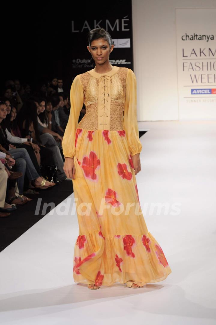 Model on day 1 Lakme Fashion Week for designer Chaitanya Rao. .