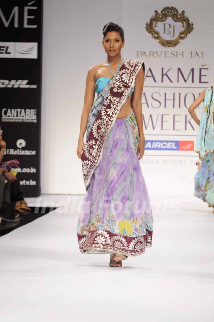 Model on day 1 Lakme Fashion Week for designer Parvesh and Jai. .