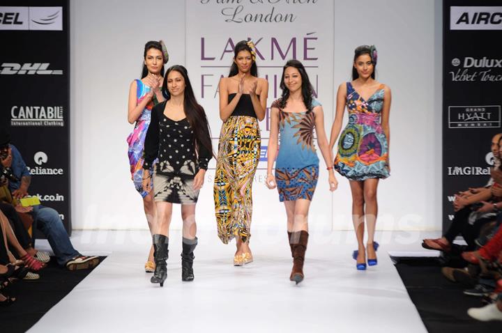 Models walks the runway with Pam & Arch London show at Lakme Fashion Week day 2 in Mumbai. .