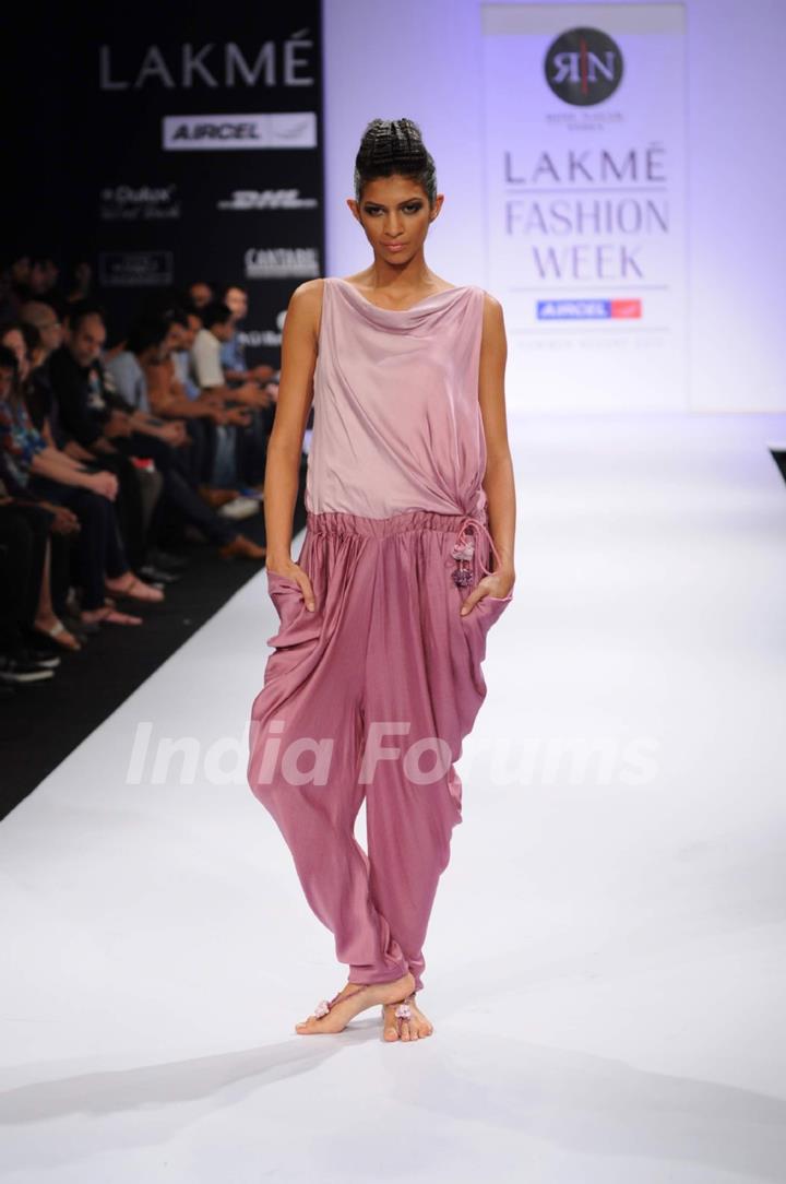 Model on day 3 Lakme Fashion Week for designer Rimi Nayak. .