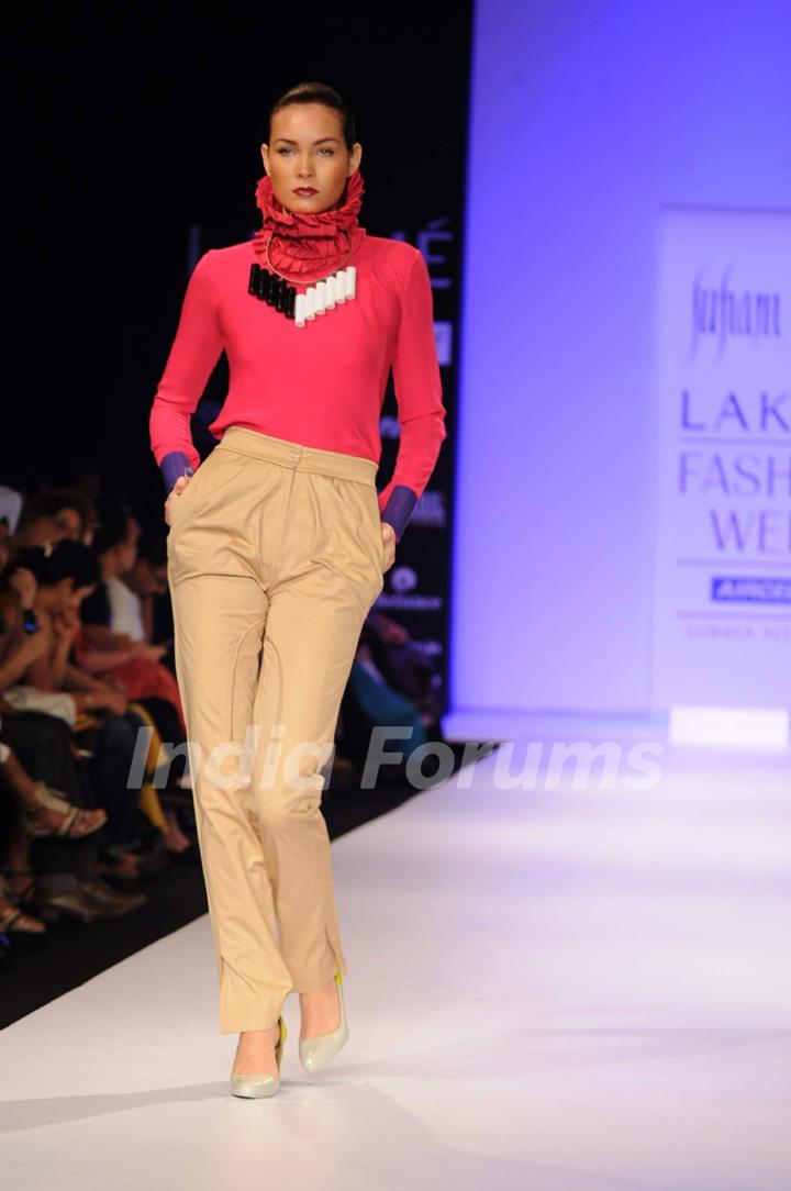 Model on day 3 Lakme Fashion Week for designer Suhani Pittie. .