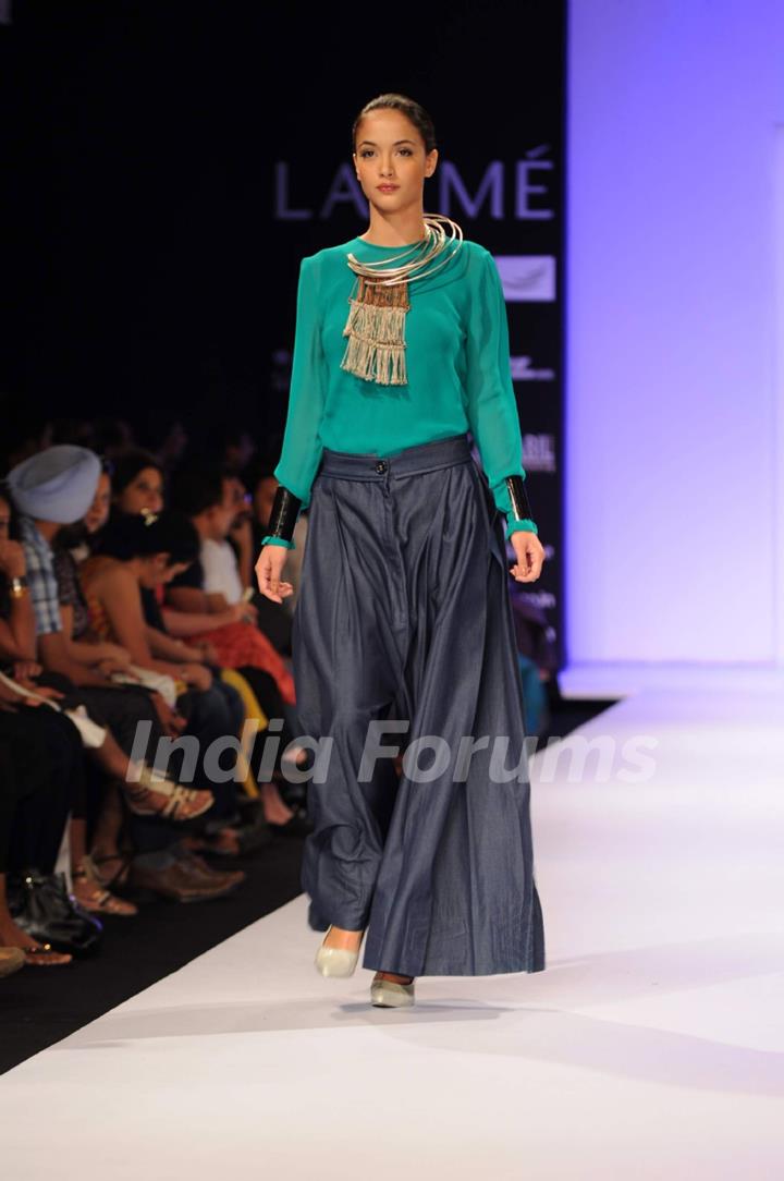 Model on day 3 Lakme Fashion Week for designer Suhani Pittie. .