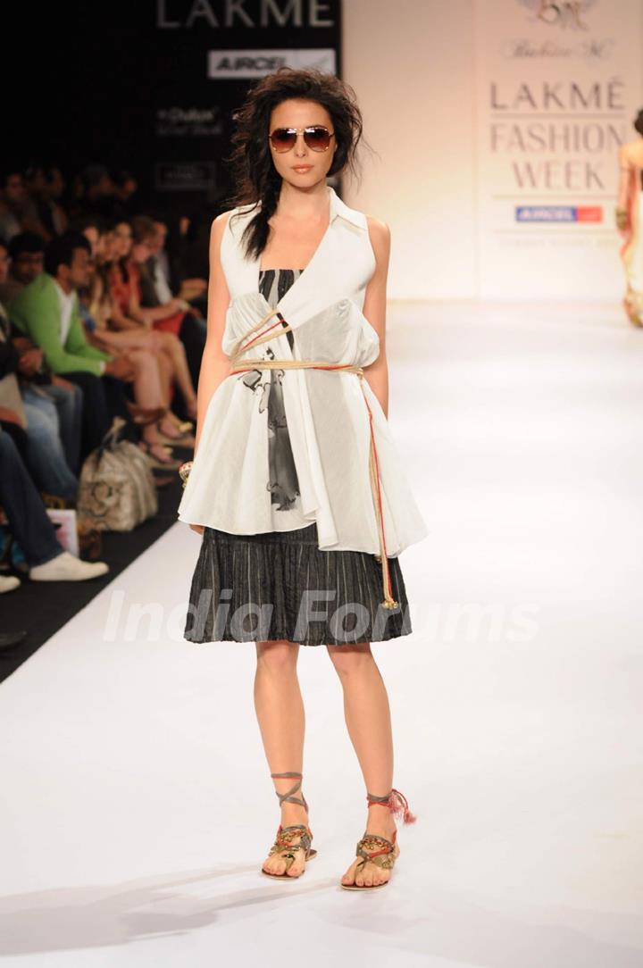 Model on day 3 Lakme Fashion Week for designer Babita Malkani. .