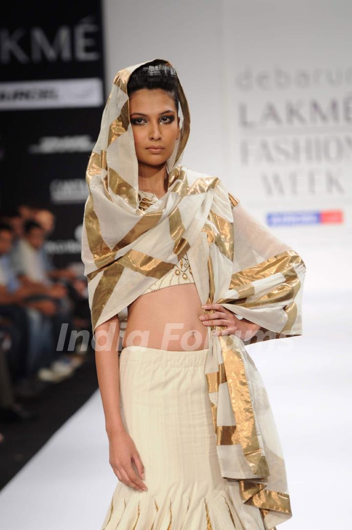 Model on day 3 Lakme Fashion Week for designer Debarun. .