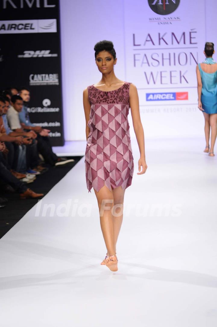 Model on day 3 Lakme Fashion Week for designer Rimi Nayak. .