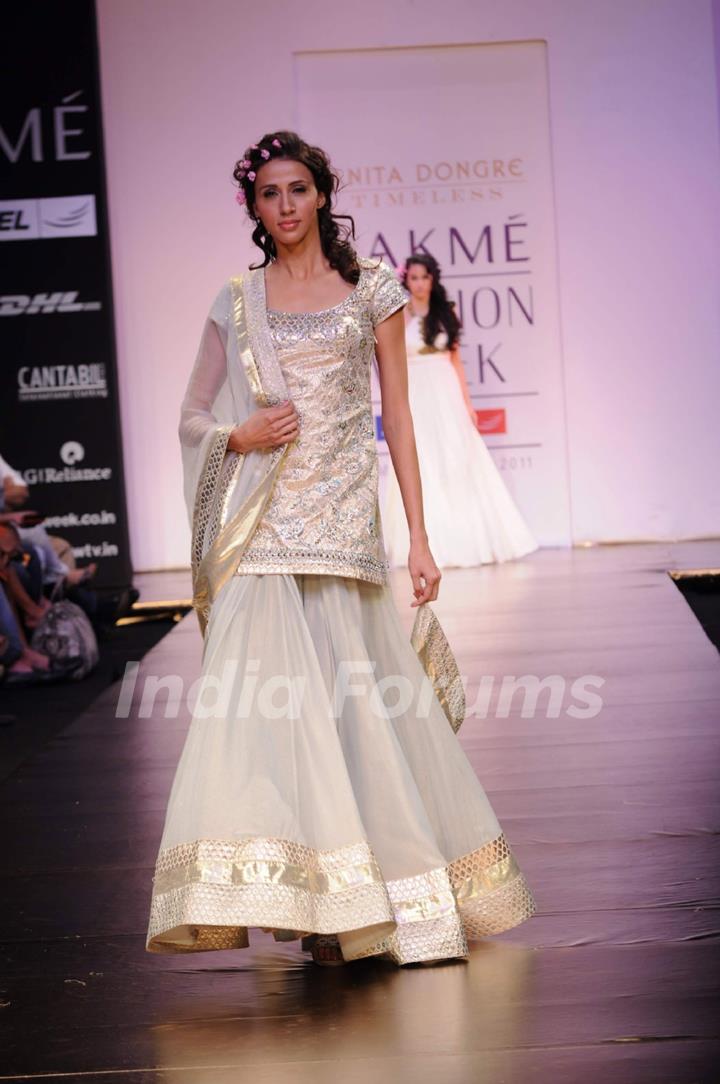 Model on day 3 Lakme Fashion Week for designer Anita Dongre. .