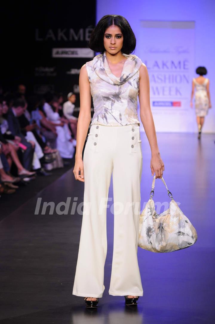 Model on day 3 Lakme Fashion Week for designer Siddartha Tytler. .