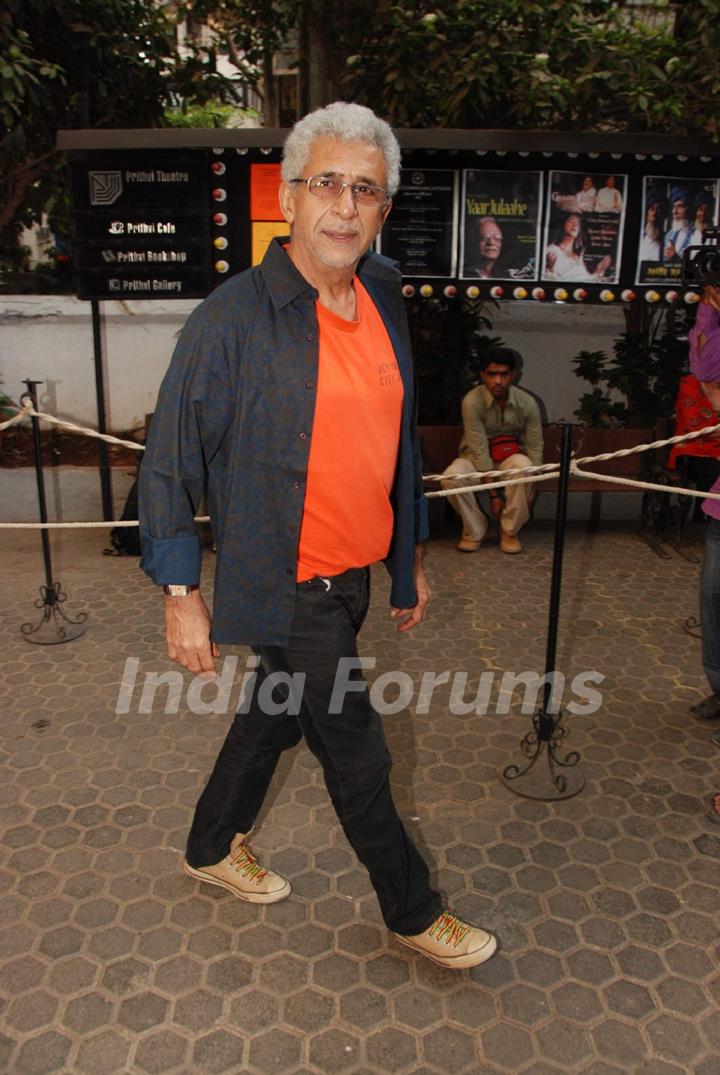 Naseeruddin Shah at Rekha Bharadwaj's play premiere show at Prithvi. .