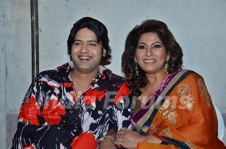 Archana Puran Singh and Rahul Mahajan on the set of Comedy Circus. .