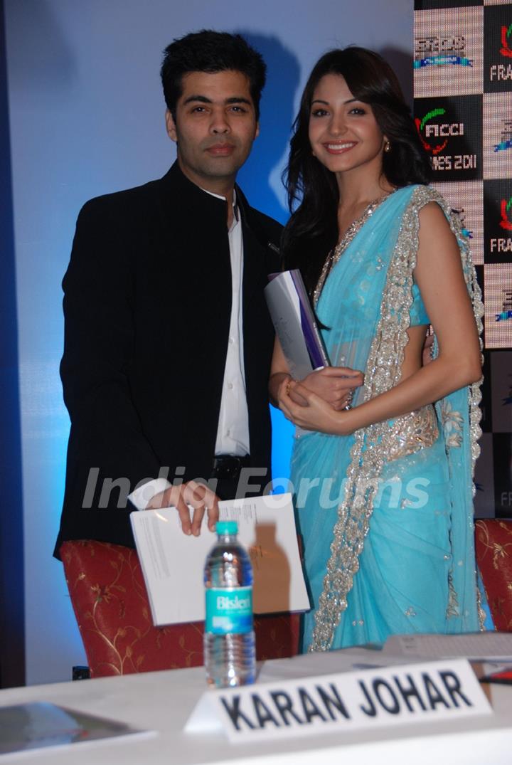 Karan Johar and Anushka Sharma at FICCI-FRAMES Inauguration in Renaissance, Powai, Mumbai. .