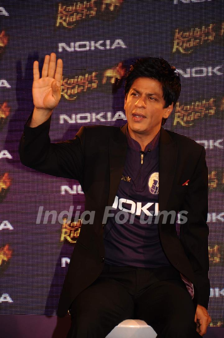 Shahrukh Khan at KKR-Nokia tie-up media meet, Taj Lands End, Bandra. .