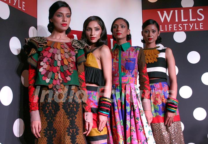 Models at the Wills Lifestyle Grand Finale collection preview by designer Sabyasachi in New Delhi on Mon 5 April 2011. .