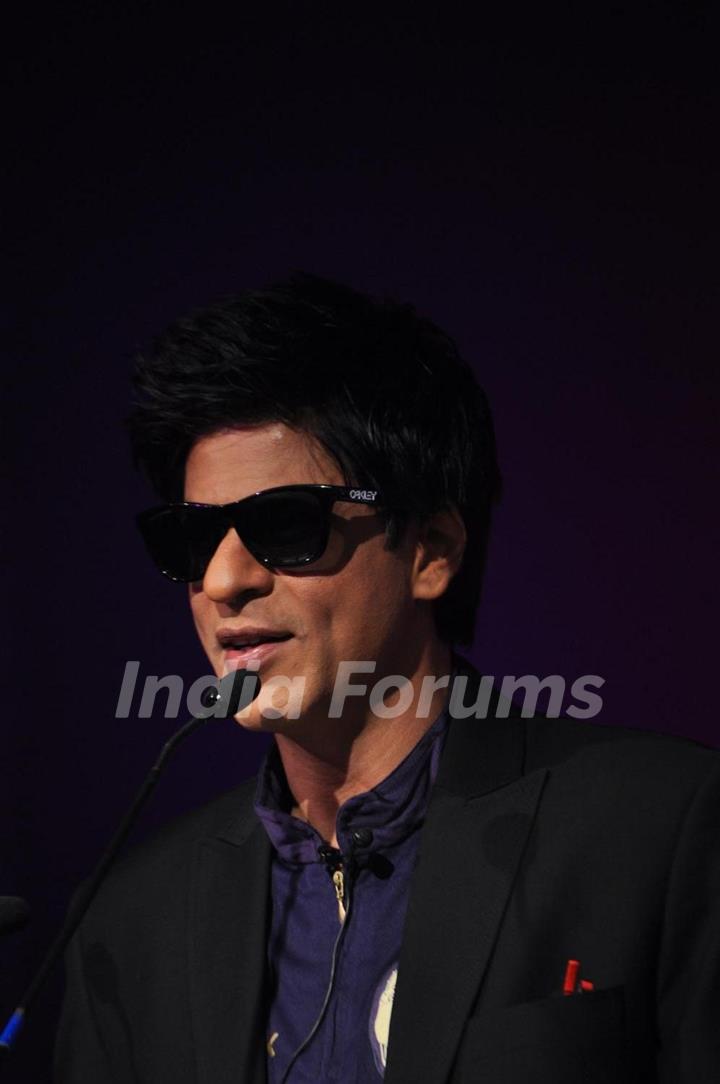 Shah Rukh Khan graces the KKR-Nokia tie-up media meet at the Taj Lands End