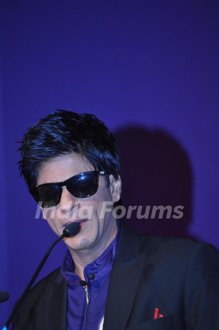 Shah Rukh Khan graces the KKR-Nokia tie-up media meet at the Taj Lands End