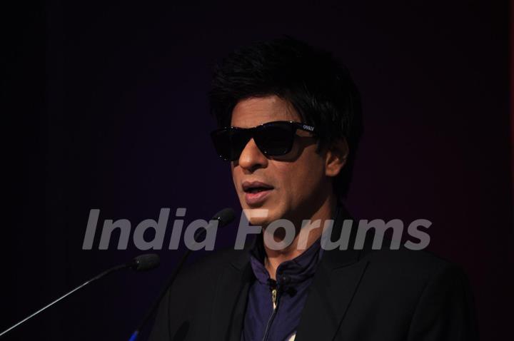 Shah Rukh Khan graces the KKR-Nokia tie-up media meet at the Taj Lands End