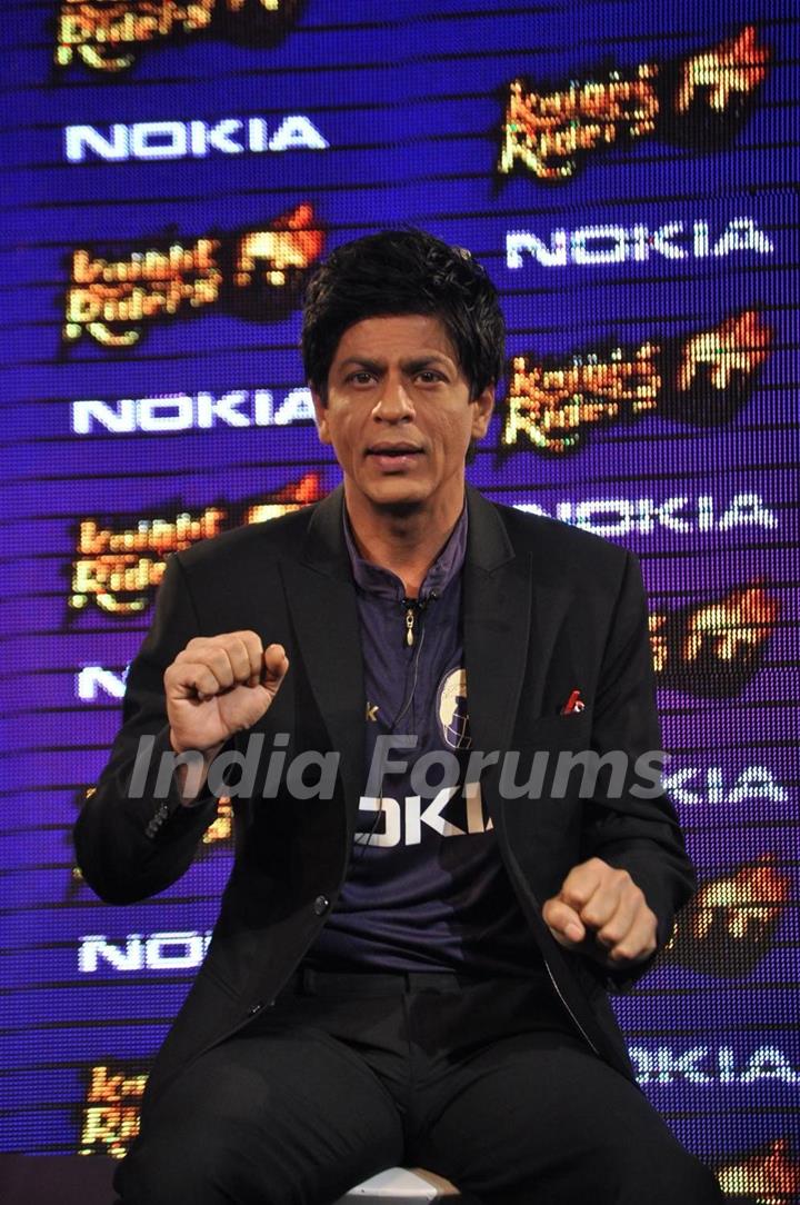 Shah Rukh Khan graces the KKR-Nokia tie-up media meet at the Taj Lands End