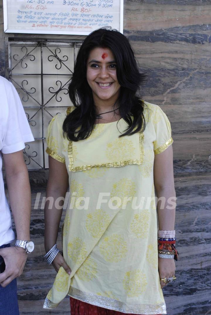 Ekta Kapoor promotes her Marathi Movie at Plaza, Mumbai. .