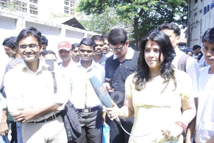 Ekta Kapoor promotes her Marathi Movie at Plaza, Mumbai. .