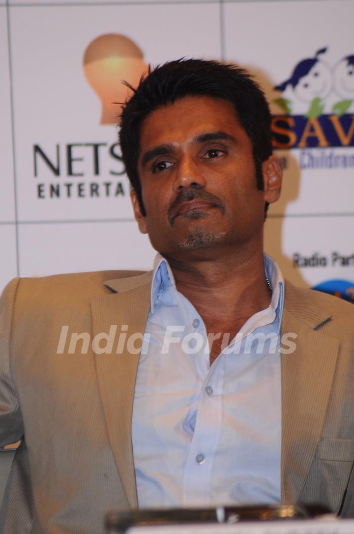 Sunil Shetty at AKON concert Press conference at Trident, Bandra, Mumbai