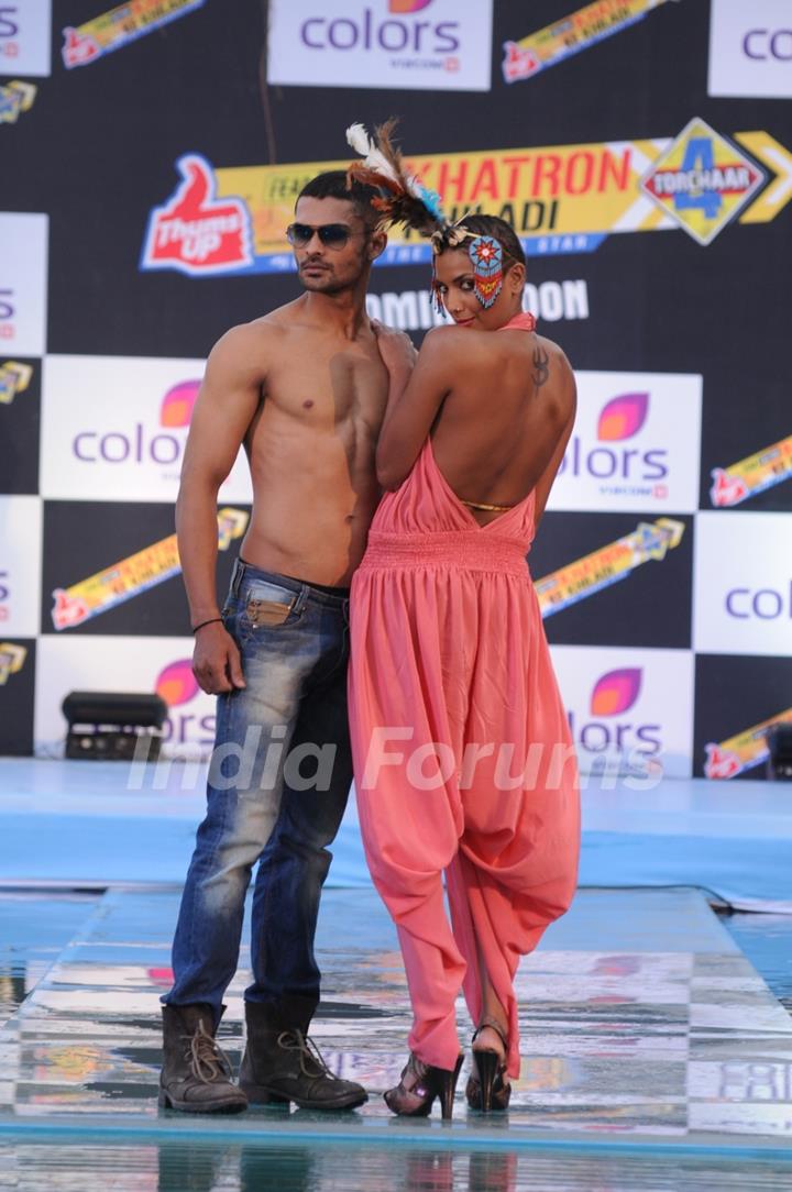 Diandra Soares and Ahran Choudhry at Press Conference of Fear Factor Khatron Ke Khiladi Season 4