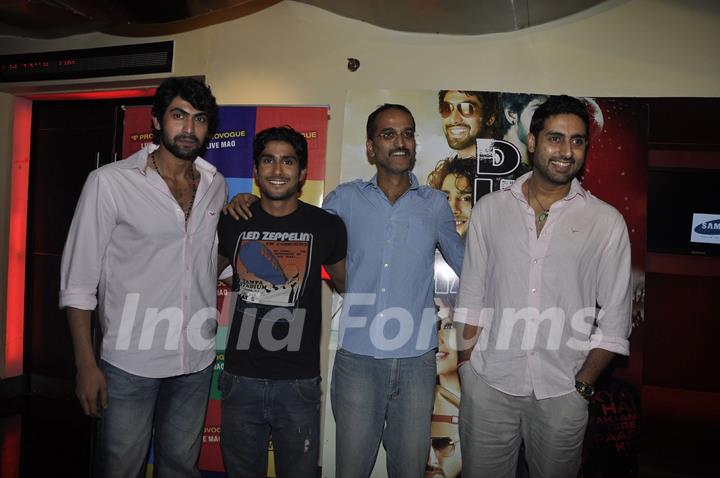 Abhishek, Prateik and Rana Daggubati at special screening of movie 'Dum Maaro Dum' at PVR Juhu