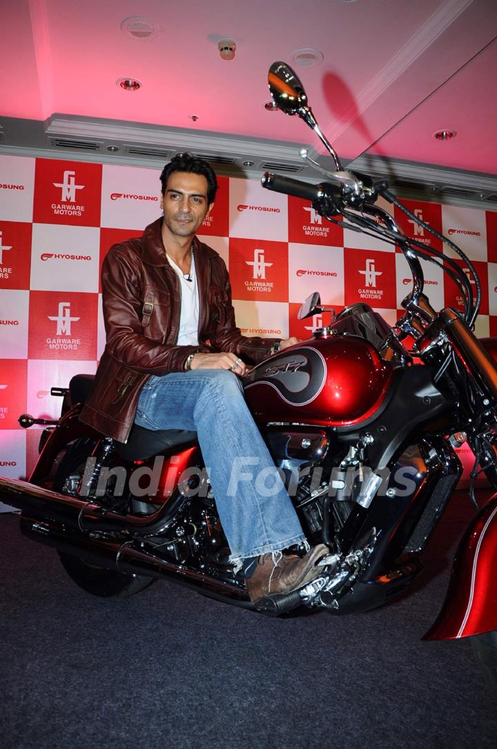 Arjun Rampal launches Garware Motors Hyosung Super bikes at Taj Lands End. .