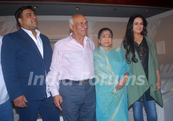 Ram Kapoor, Yash Chopra, Asha Bhosle and Padmini Kohlapure at the muhurat of the film Maaee in Mumba