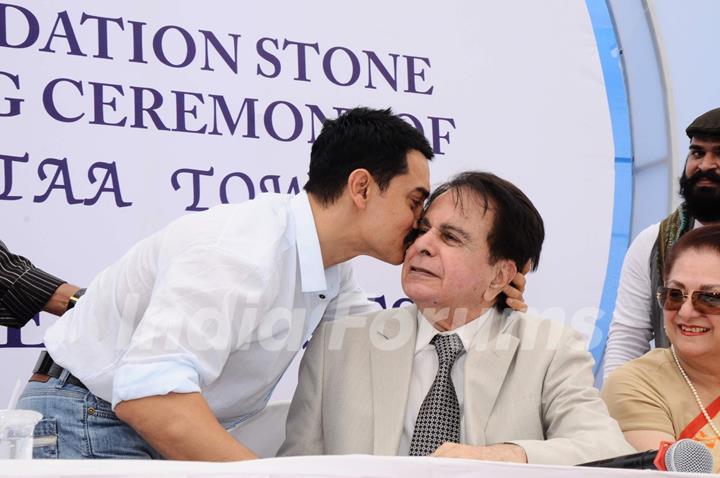 Dilip Kumar and Aamir Khan at CINTAA celebrations at Andheri. .